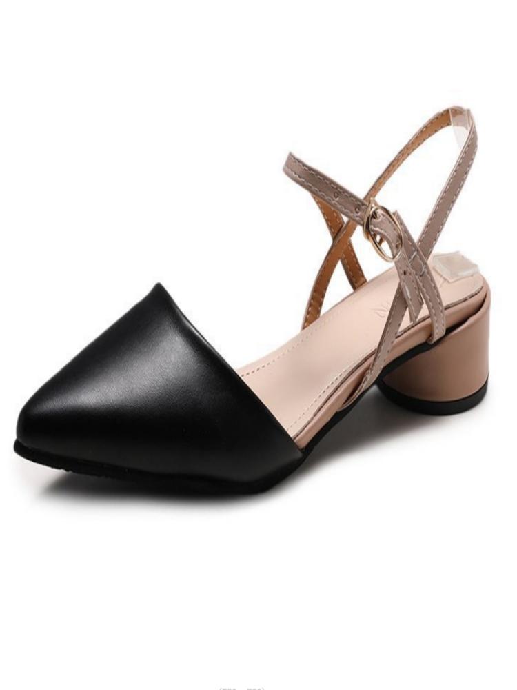 Women's New sandal 2026 Spring Summer Fashion Pointed Toe Headband Middle High Heel Shoes Women Style Rubber Leather Sandal