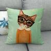 Cartoon Cat Pattern Series Super Soft Cotton and Linen Material Pillow Cover for Home Sofa Decoration Pillow Cover