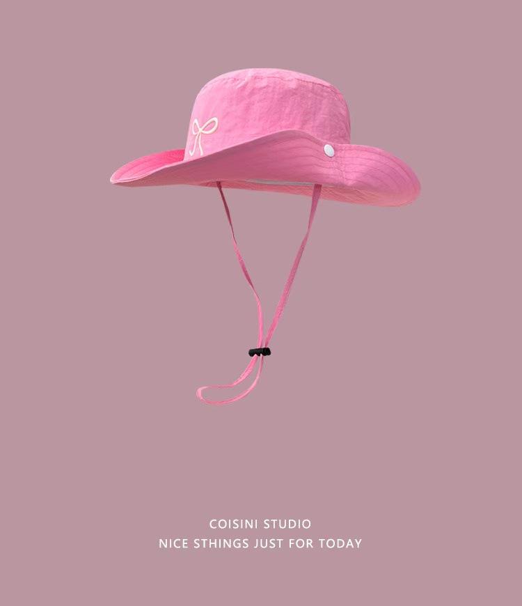 

М ятний літній швидкосохнучий ультратонкий бавовняний капелюх-відро з бантом - Захист від сонця для дівчаток Adjustable рожевий