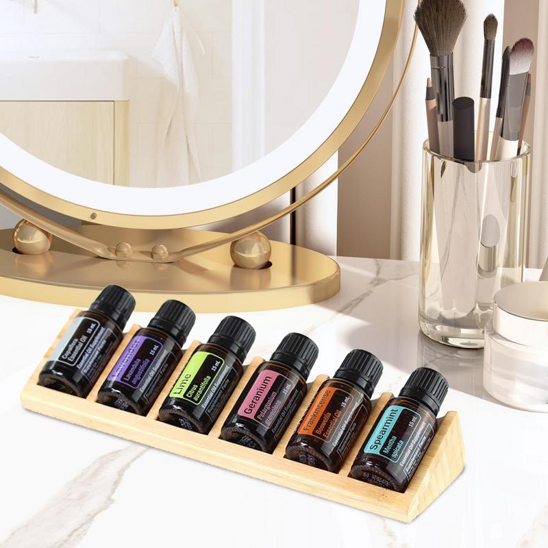 Scented Oil Organizer 6 Slots Wooden Oil Storage Shelf Tabletop Display Holder Oil Rack For Organizing Displaying Fragrance Oils