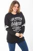 Damenstil Übergröße Sweatshirt Große Größe Schwarz Drei Faden Sweatshirt mit Band innen