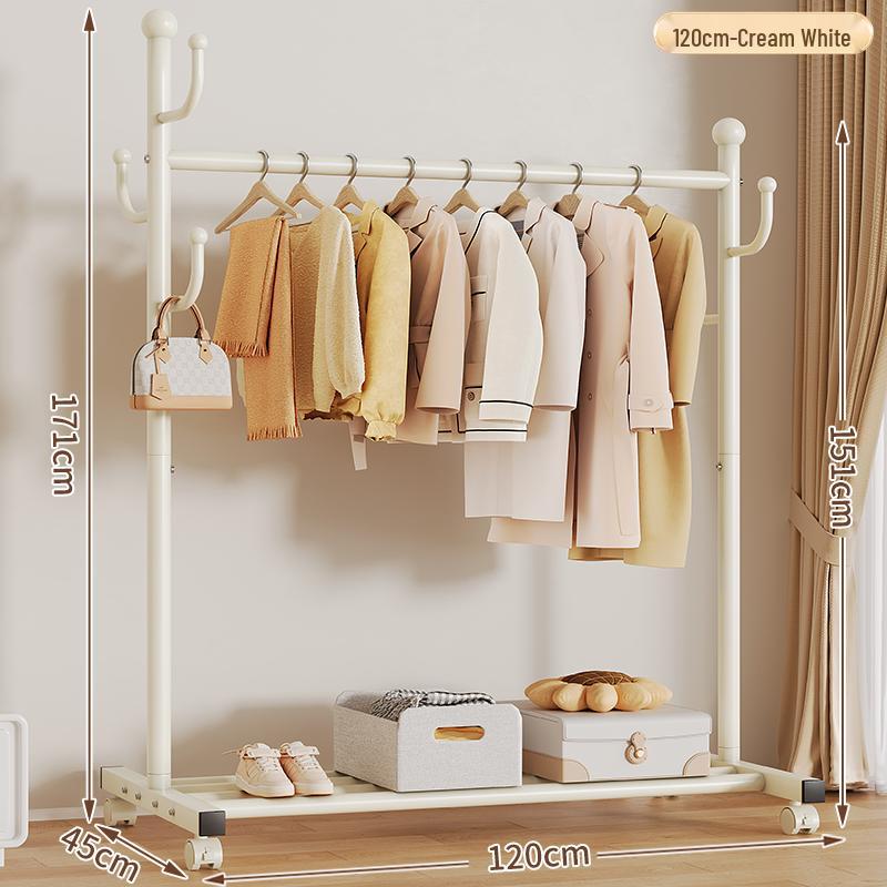 Mobile Floor-Standing Clothes Rack for Bedroom, Balcony, and Dorm – Indoor Hanging and Drying Solution.