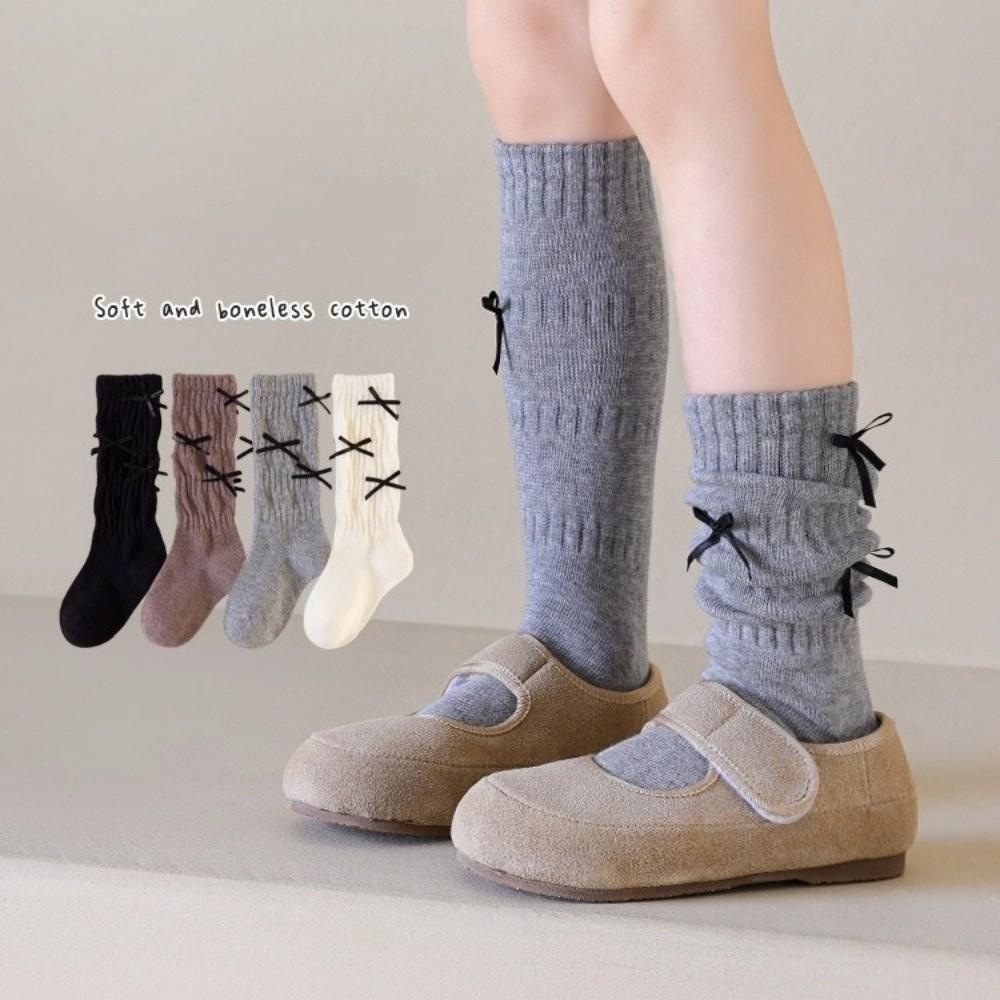 Korean Style Long Girls Socks Solid Color Grils Stocking Soft Pile-up Socks  1-5 Year