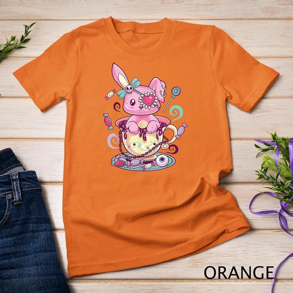 Kawaii Pastel Goth Cute Creepy Rabbit Menhera Occult Bunny Unisex T-shirt 5 XL