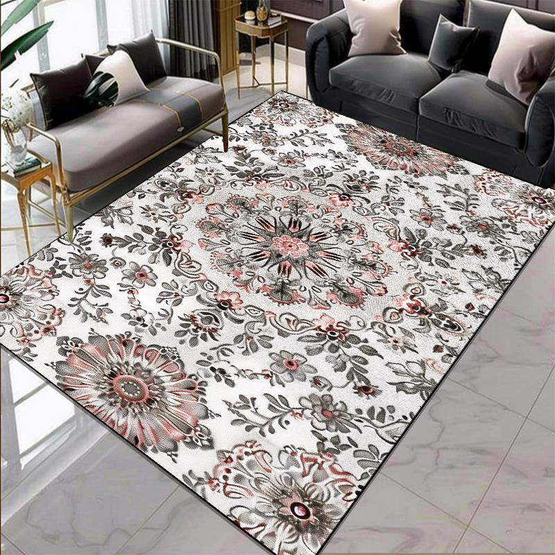 European Style Flower Pattern Carpets for Living Room Gorgeous Large Room Rugs Thickening Big Size Floor Mats for Lounge Balcony