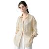 % Flax light and thin long-sleeved women's shirt spring and summer new solid color high-end loose women's shirt