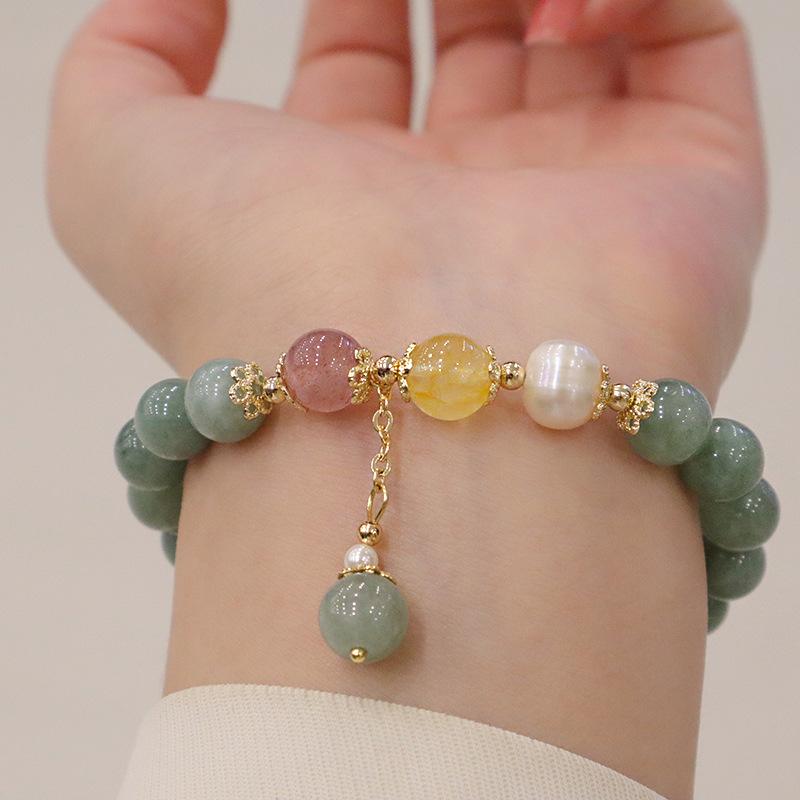 Jade Crystal Bracelet Hand Jewelry Pearl Strawberry Crystal Bangles Women Fashion Jewelry Accessories Gift
