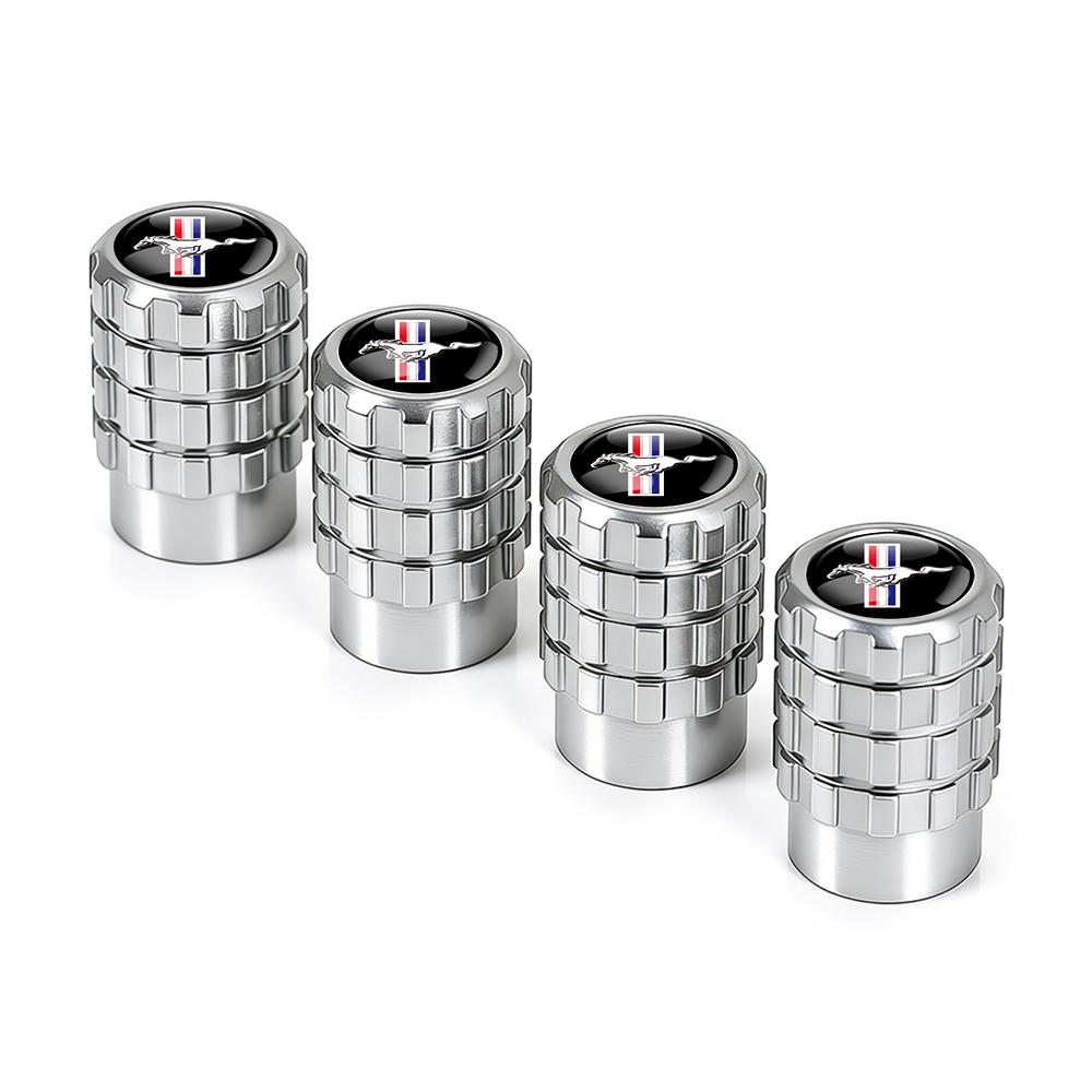 SPZS3 4pcs Aluminium Car Tire Valve Stems Caps Gear-shaped-Valve For Ford Focus 2 mondeo mk3 f150 fusion mustang MK7 Auto Accessories