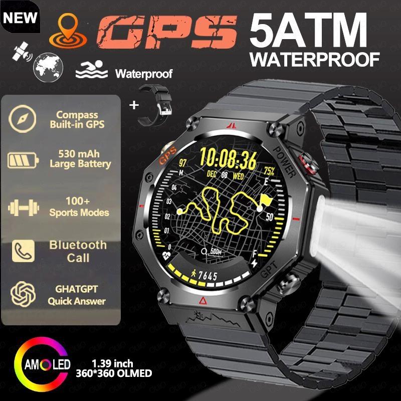 2026 Outdoor Sport Smart Watch GPS Built-in Dual-band GNSS Compass Waterproof Military AI Assistant Sport Smartwatch Men Woman