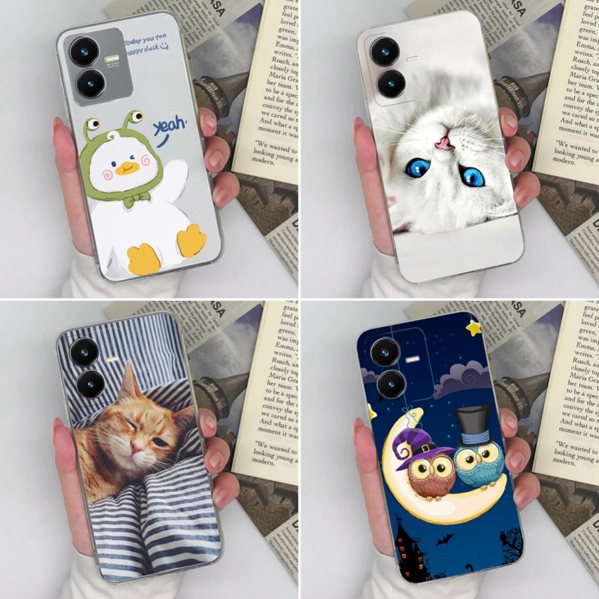 Coque de téléphone transparente pour Vivo Y36 Y22S Y33 Y35 Y37 Y27 Motif caneton mignon Silicone souple Haute qualité Résistante aux rayures Coque de protection pour Vivo Coques