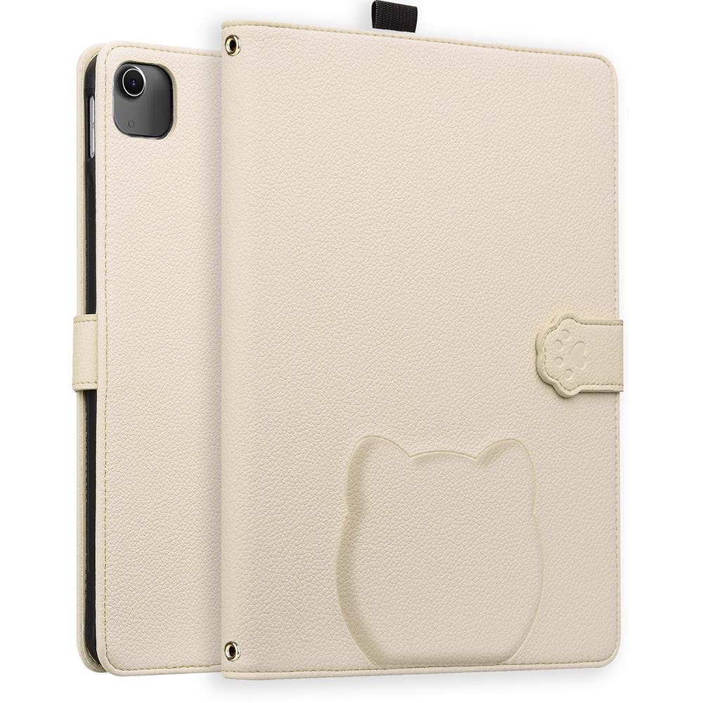 

Чехол-кошелек для iPad Air 13 (2025)/(2024)/iPad Pro 12.9 (2021/(2020) Кожаная подставка-чехол для стола с 3D-эффектом и кошачьим узором Apricot