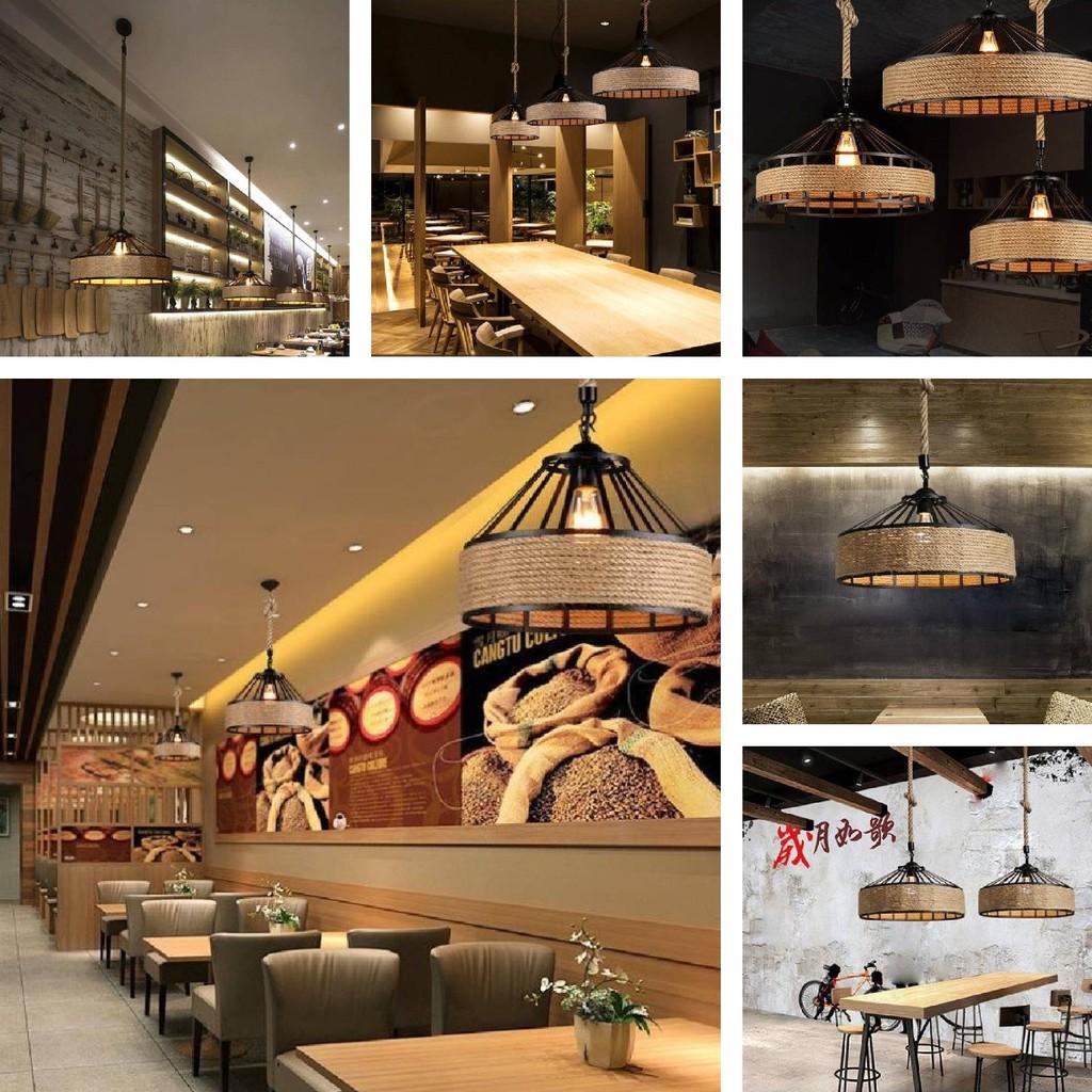 Vintage American Country Rope Pendant Light For Rustic Dining Room And Cafe Decor