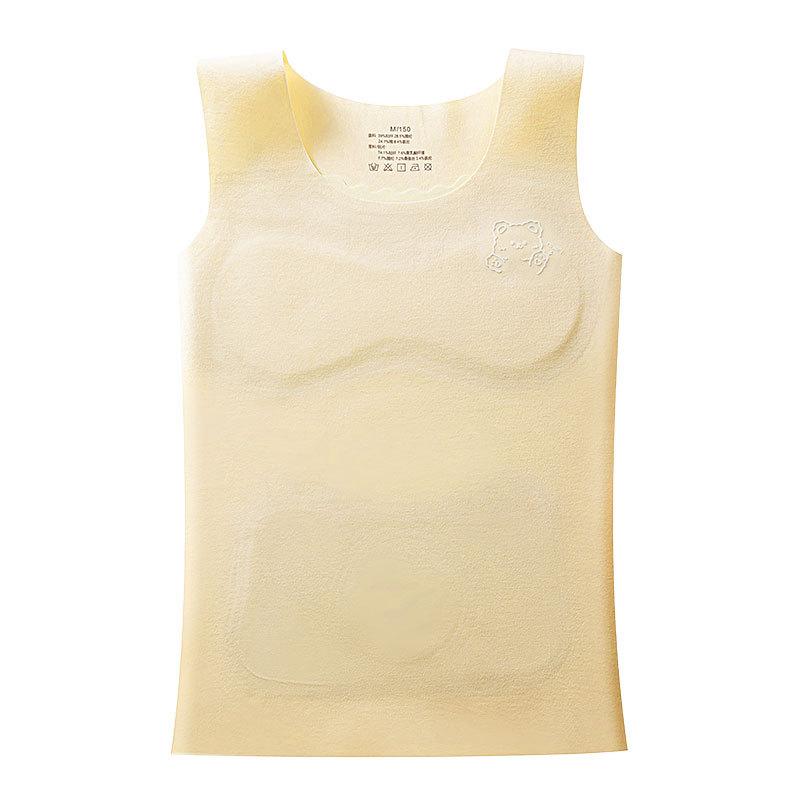 Autumn and winter German velvet girls' development period seamless thermal underwear students antibacterial belly vest girls with chest pads vest