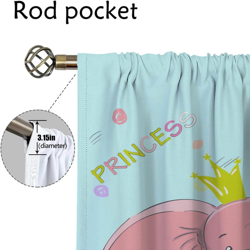 Elephant Carton Window Curtain for Room 2 Panel Shades Partition Anti-mosquito Curtains Home Interior Curtains Living Kitchen