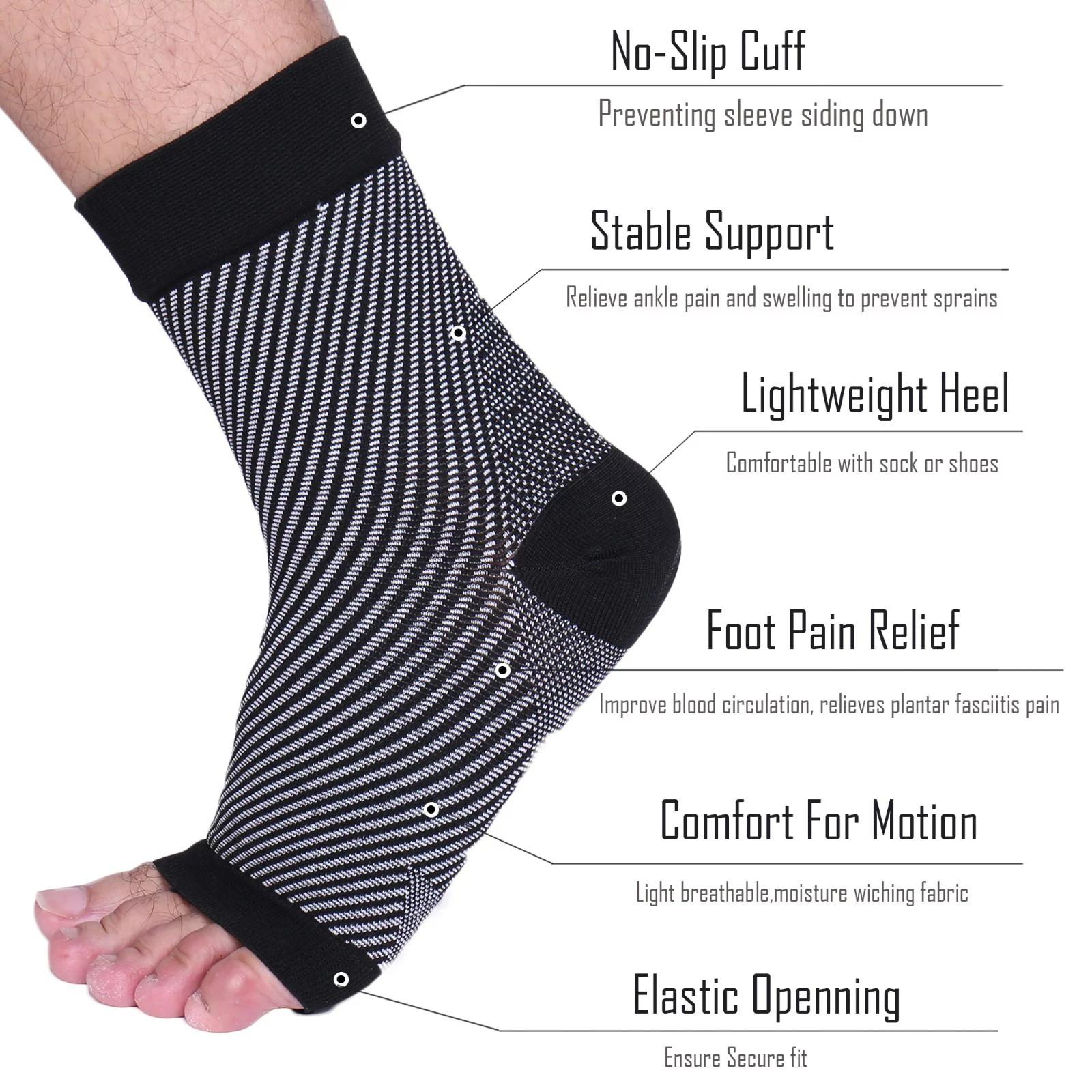 

Sport Men Women Fatigue Flexible Compression Foot Sleeves Short Socks L чёрный