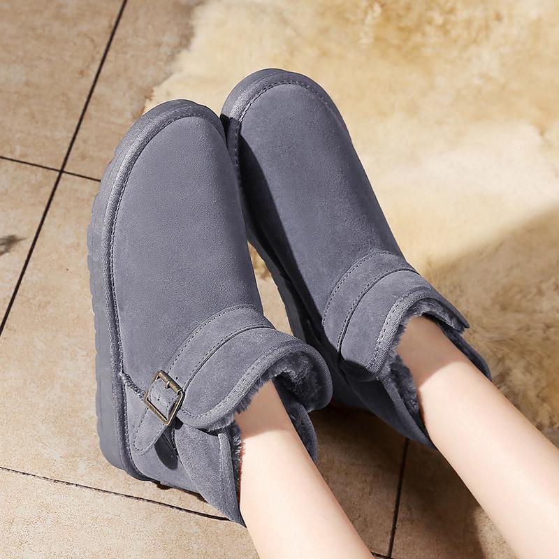 

«Женские зимние ботинки 2025 года из воловьей кожи с подкладкой из бархата — толстый, теплый хлопок для осени/зимы» 26-34 (15 days shipping)