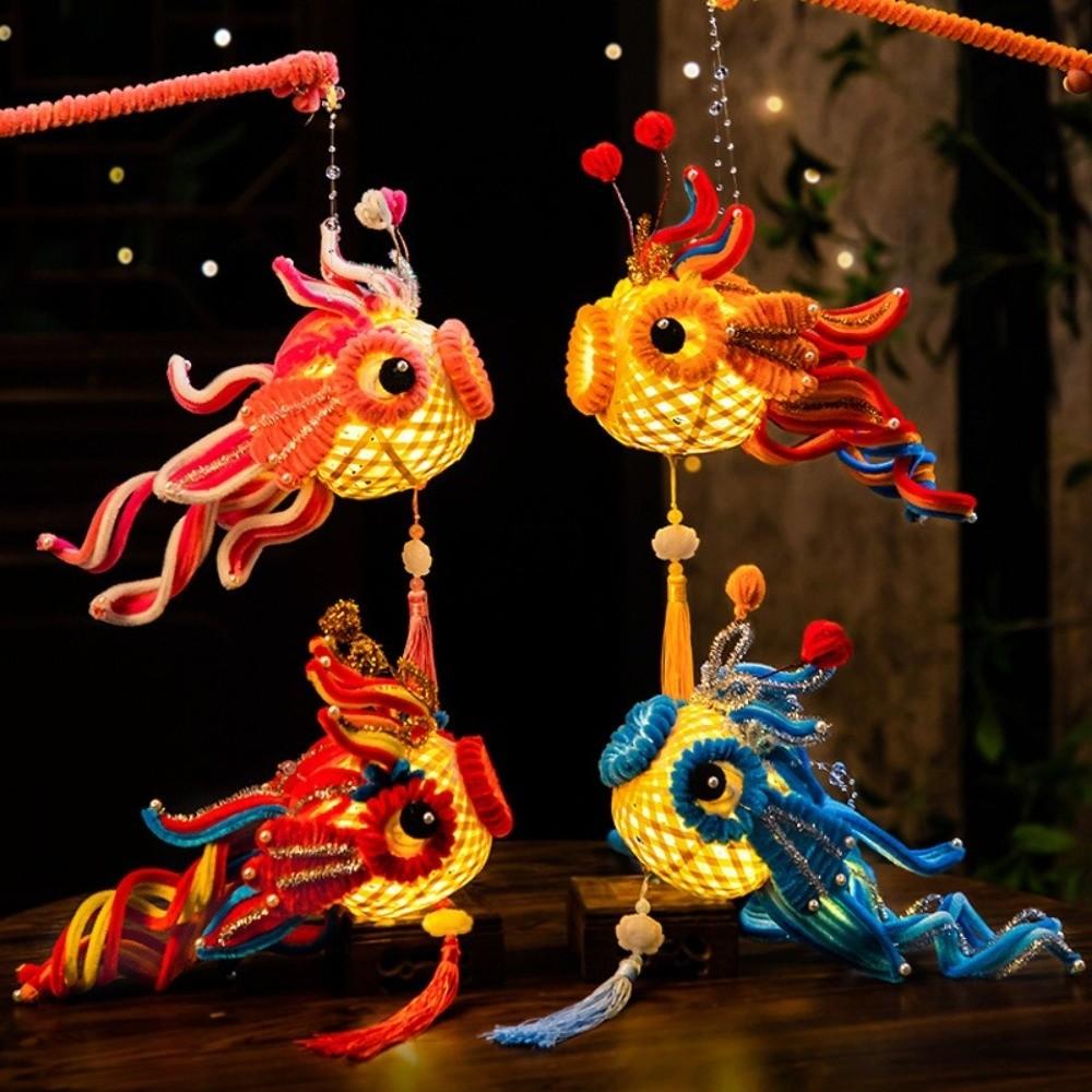 1 Set DIY Craft Fish Lantern DIY Kit Handheld Craft Material Pack Mid-autumn Festival Celebration