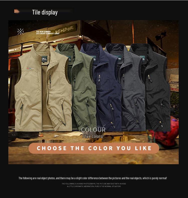 Men's Multi-Pocket Casual Sports Vest for Fishing and Outdoor Activities