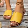 Women's Indoor and Outdoor One-line Flat Casual Slippers Summer New Simple Fish Mouth Slippers in Solid Color