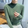 Women's Autumn-Winter Slim Fit 100% Wool Half-High Neck Pullover Sweater