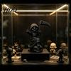 Niche PLA Model 3D Printed Cute Grim Reaper Figurine Skeleton Little Statue with Small Desktop Decoration Scythe & Skull Base Funny Gothic Halloween