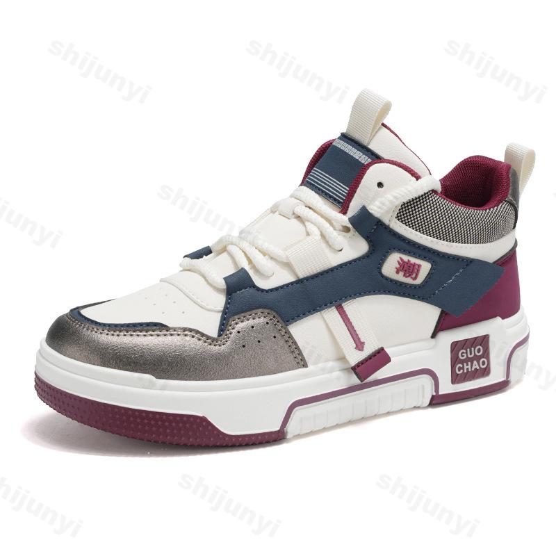 

Autumn 2026 New Men s Fashi Trend High Top Thick Sole Casual Shoes Versatile Comfortable N Slip Niche Design Chunky sneakers 39 красный