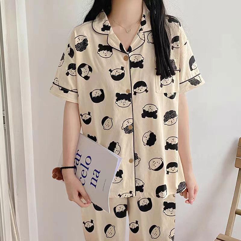 Pajamas Women's Summer Short-sleeved Gentle Wind Simple High-value Casual Women's Short-sleeved Loungewear Set