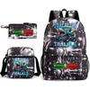 Cartoon abstract Shanhaijing primary school students and teenagers backpack schoolbag tongtongsahur three-piece set L
