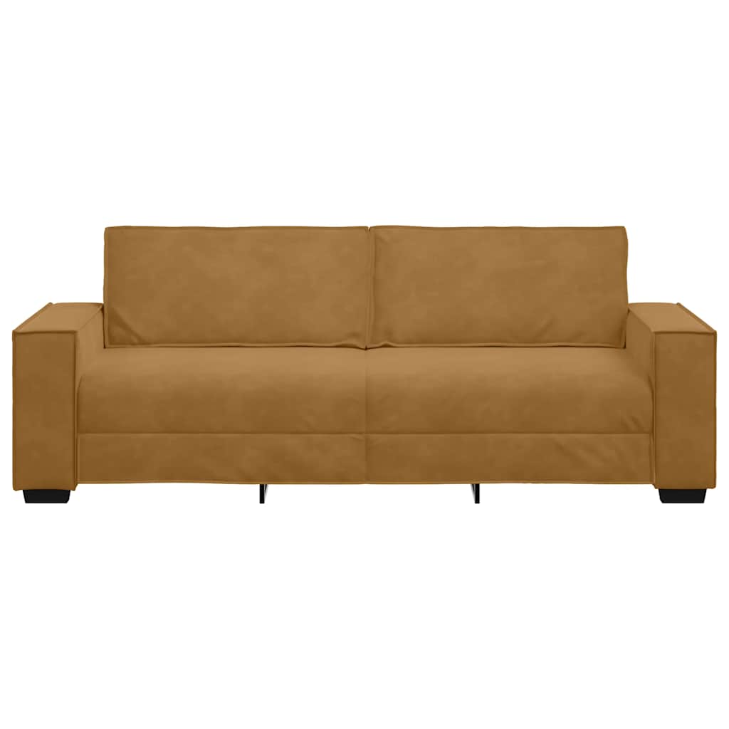 3 Seater Sofa in Brown 220 x 78 x 84 cm Velvet