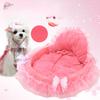 New Creative Doghouse Pet Bow Lace Princess Bed Oval Princess Nest Pet Dog Bed