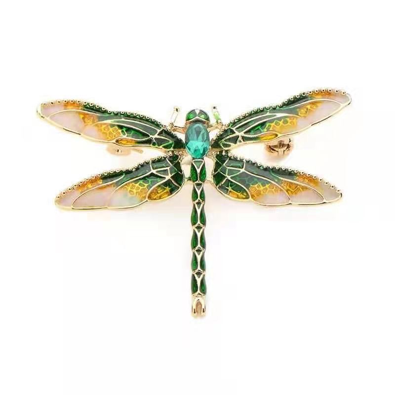 

Винтажная эмалевая масляная капля цвета стрекозы Универсальная брошь-булавка в виде насекомого-животного зелёный