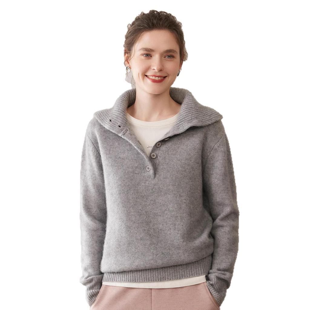 Women's High Neck Cashmere Sweater - Thick, Loose, and Casual Pullover