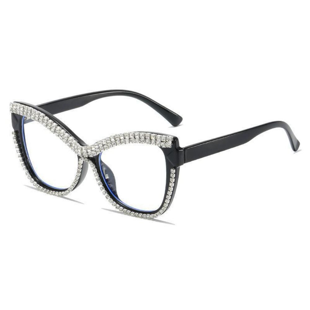 INS Rhinestone Glasses Fashion Lightweight Anti-Blue Light Glasses Handmade Luxury Large Frame Eyewear Outdoor Activities