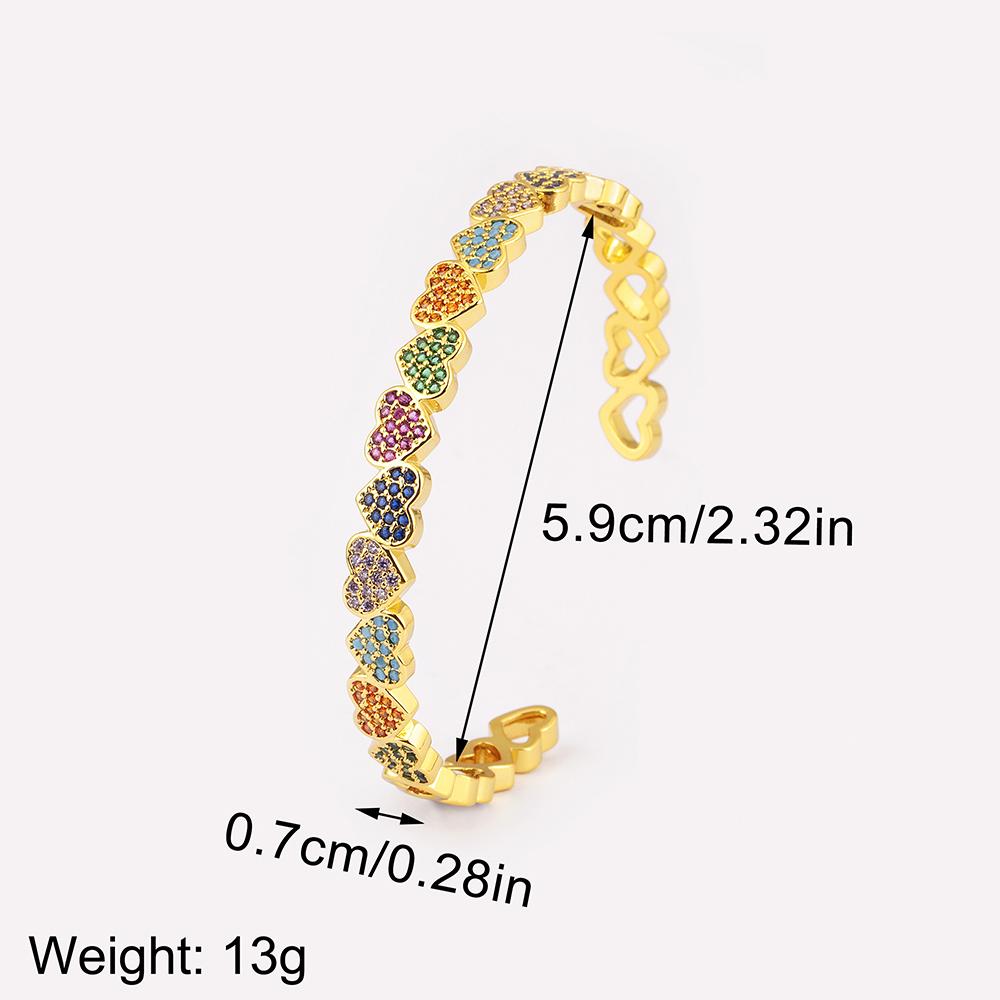 Nidin Hot Sale Romantic Love Heart Shape Shiny Zircon Open Adjustable Bangle For Women Fashion Female Daily Party Jewelry Gifts