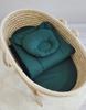 Baby Bedding with Filling, Quilt and Teddy Bear Pillow - 2-piece Set - Bottle Green