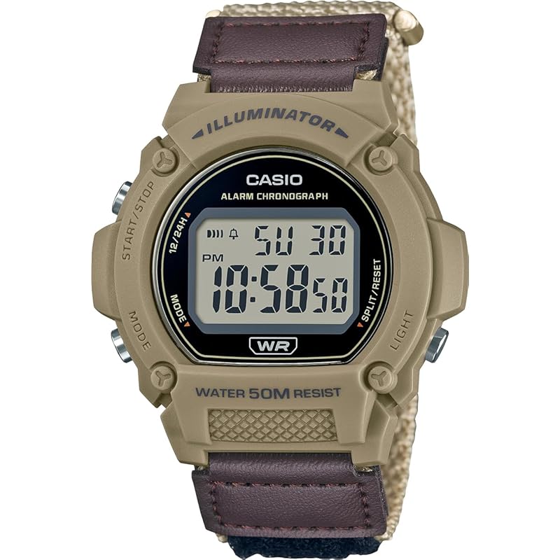 

[Casio] Чоловічий стандартний цифровий годинник CASIO W-219HB-5AV із бежевою застібкою на липучці, зарубіжна модель [товар]