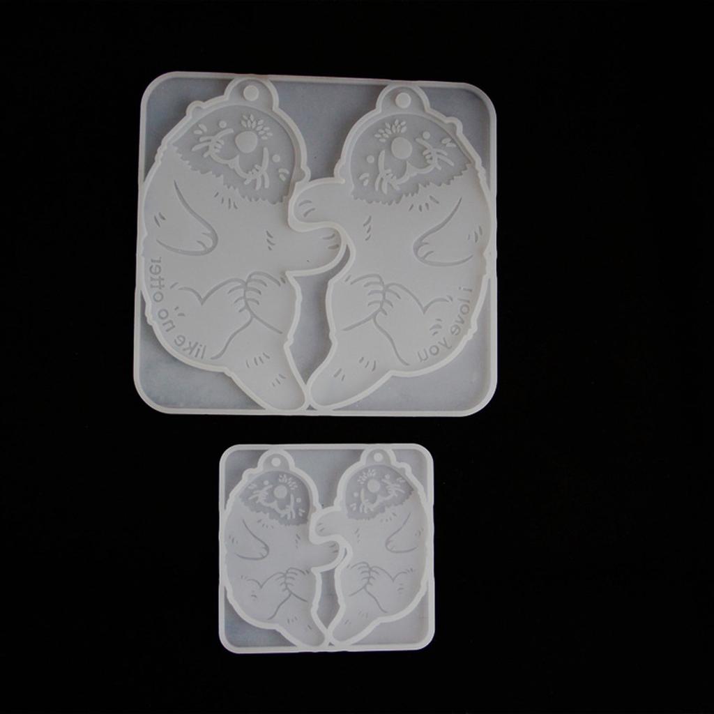 Resin Pendant Molds with Hole for Epoxy Resin Keychain Making Otters Shape Silicone Pendant Molds for Jewelry Making