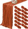 12Pcs Semi-Sheer Gauze Sage Green Table Runners Vintage Rustic Wedding Birthday Wedding Decoration Banquets Arches Boho Decor