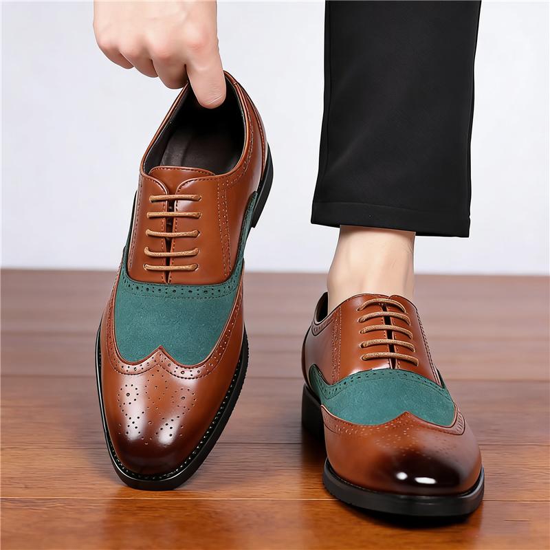 Vintage Fashion New Pointed Mixed Color Lace Up Leather Oxford Shoes Brand Designer Formal Wedding Dress Homecoming Footwear