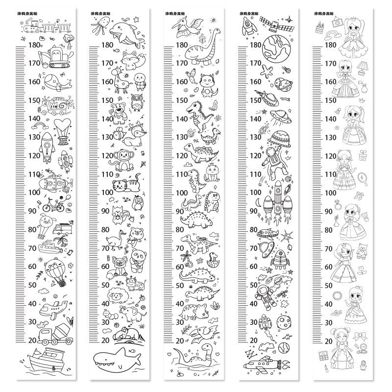 Self-Adhesive Children's Cartoon Graffiti Height Chart Ruler Wall Sticker