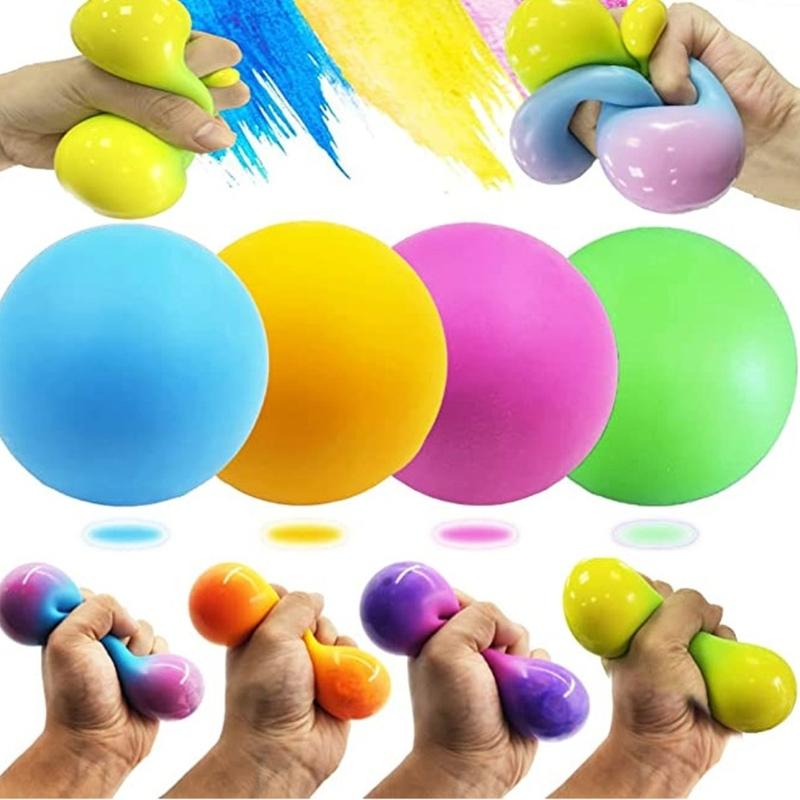 Soft Elastic Squeeze Toy 4PCS with Color Changing for Hand Relaxation and Daily Stress Management Adult Student Use