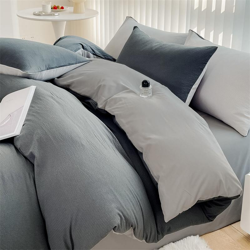 Bubble Cotton Bedding Set - Soft & Breathable Bedroom Set - Includes 1 Duvet Cover, 1 Flat Sheet, 2 Pillowcases