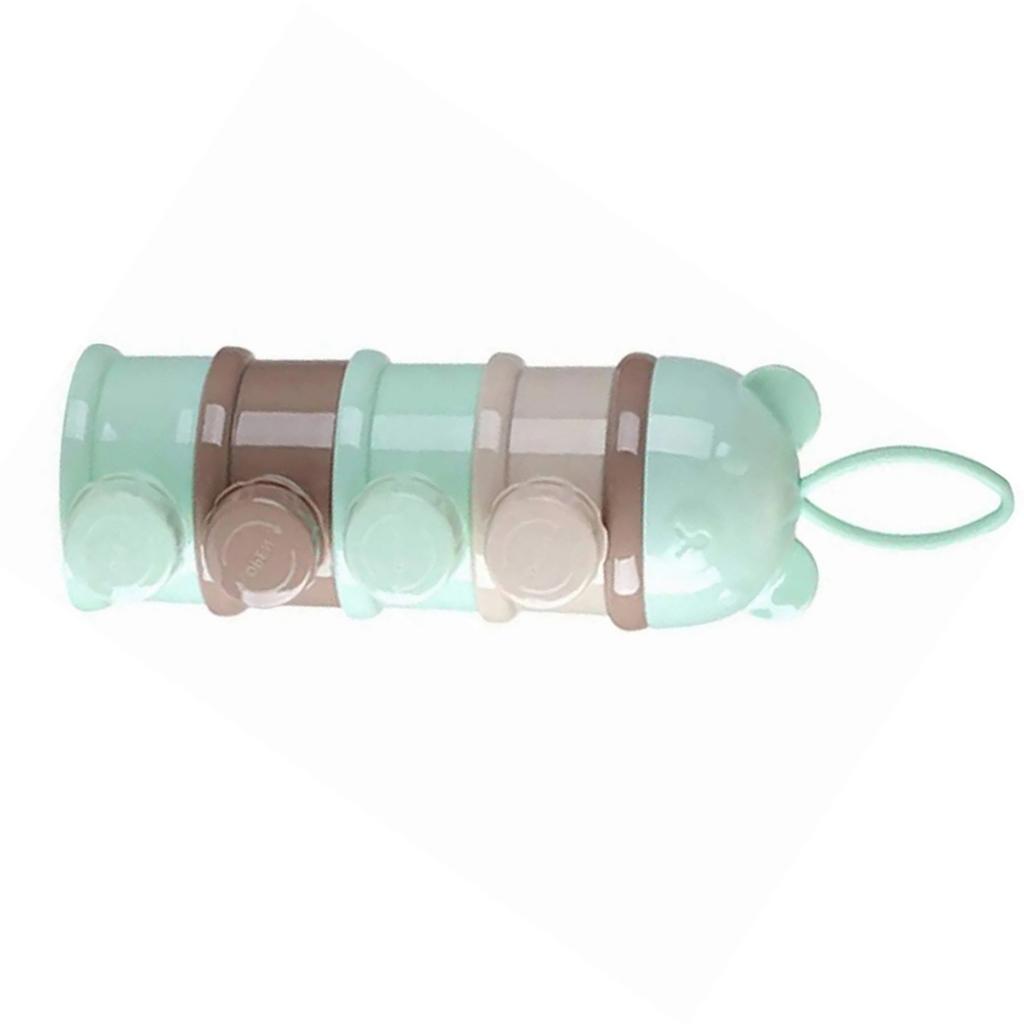 Milk Powder Dispenser 4 Layers Large Capacity Odorless Portable Baby Formula Snack Container with Side Opening Green