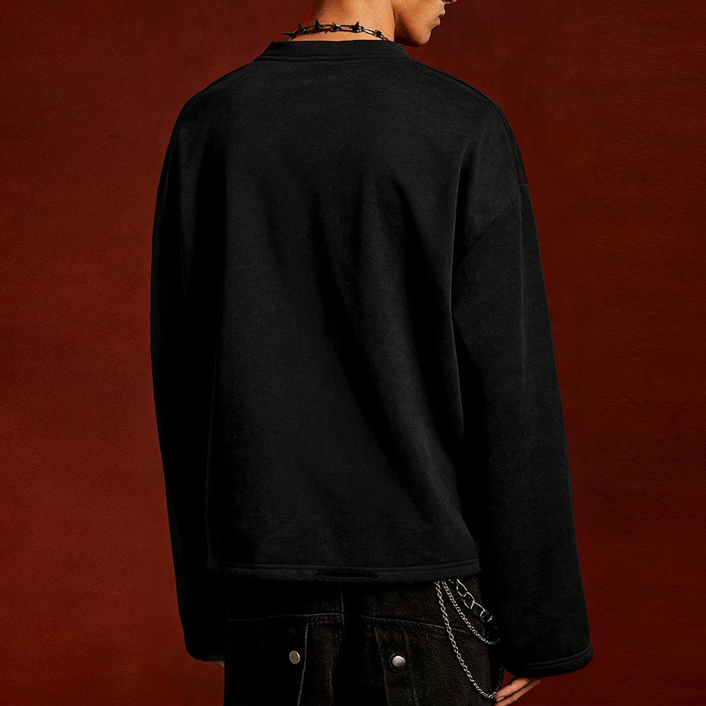 Men's Y2K Gothic Skull Cross Distressed Print Sweatshirt