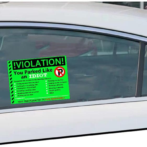 You Parked Like an Idiot Business Sticker 7.5x5.5 inch Multi Reasons Violation Bad Parking Notes Funny Labels for Hilarious Prank,Gag Gift,Stocking