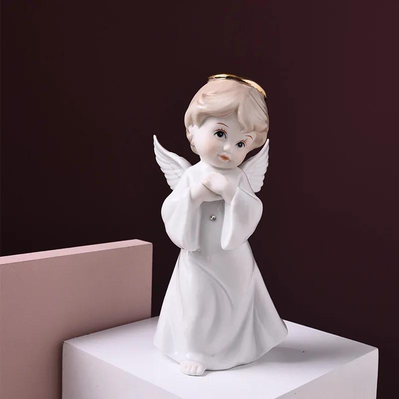 Fairy Garden European Ceramic Figures Lovely Angel Home Decor Miniatures Arts and Crafts Supplies Best for Christmas Gifts