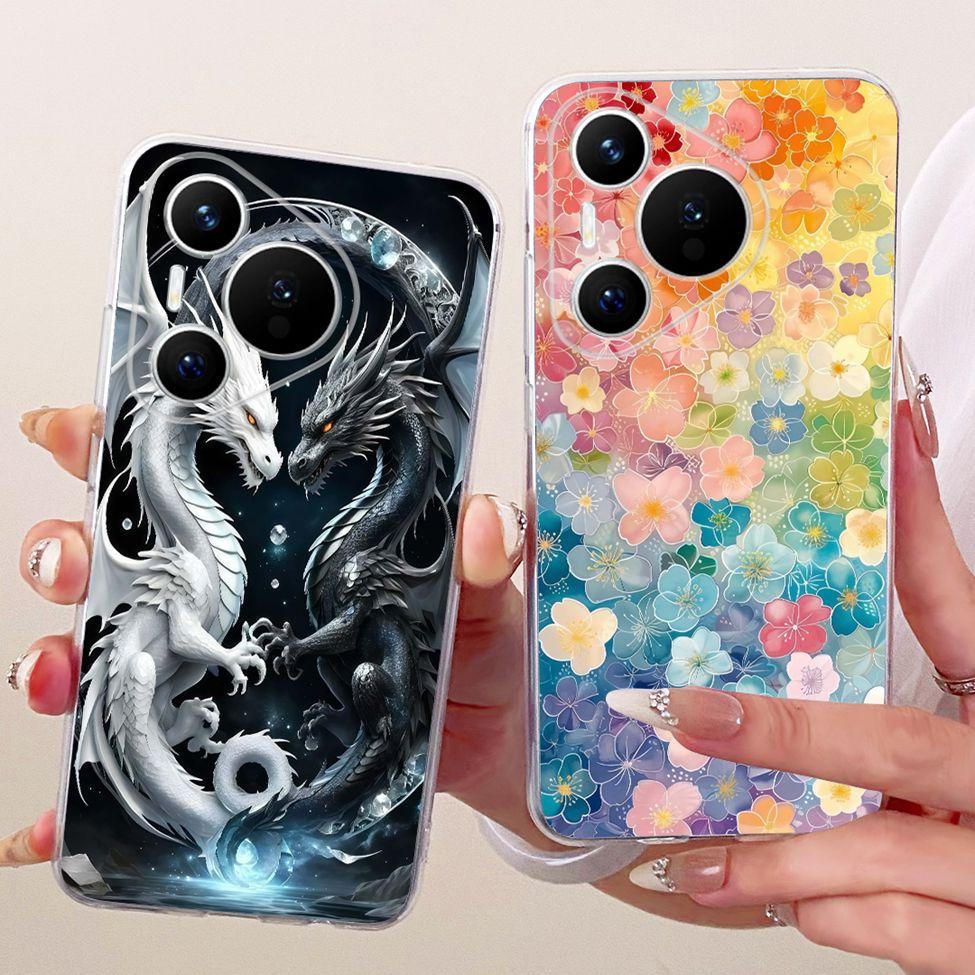 For Huawei Pura 70 Clear Case Aesthetic Luxury Cute Fashion Flowers Funny Painted Casing For Huawei ADY-LX9 ADY-AL00