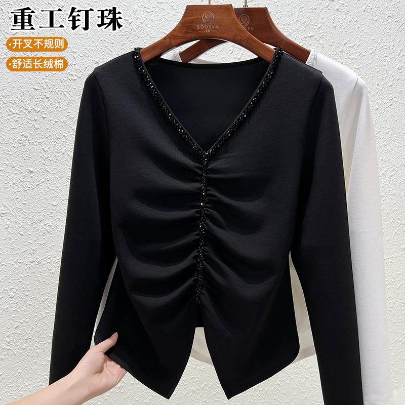 Autumn New Top with Bottoming Shirt Inside, Pleated Shirt with Long Sleeves Outside