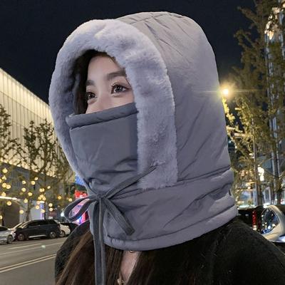 4-in-1 Down Cotton Winter Warm Hat Unisex Scarf Hat Face Mask Earflap Integrated Pullover Cap Cycling Cap Balaclava Hat