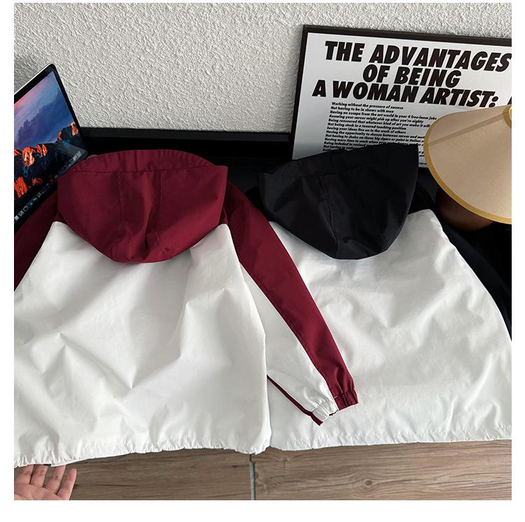 Autumn Clearance: Kids' Korean Style Color Block Hooded Windbreaker